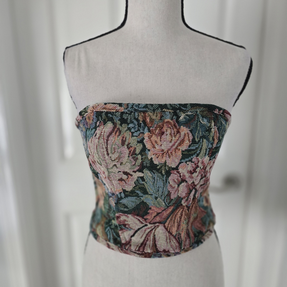 Fashion Nova Floral Strapless Crop Top/Corset